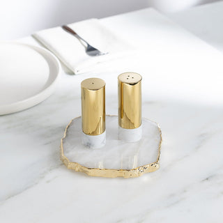Coluna Dual Marble and Gold Salt & Pepper Shaker - Anara Lifestyle
