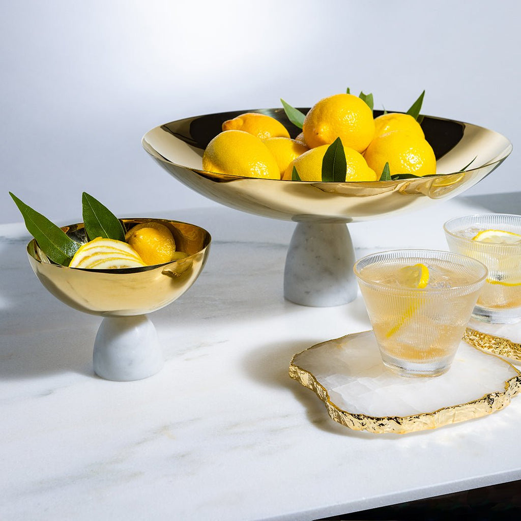 Coluna Marble & Gold Fruit Bowl – Italian Elegance with a Modern Edge - Anara Lifestyle
