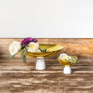 Coluna Marble & Gold Fruit Bowl – Italian Elegance with a Modern Edge - Anara Lifestyle