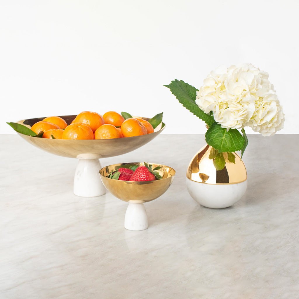 Coluna Marble & Gold Fruit Bowl – Italian Elegance with a Modern Edge - Anara Lifestyle