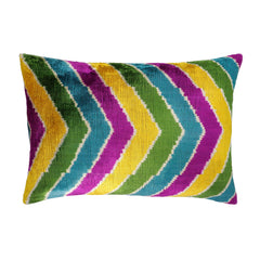 Copacabana Silk Velvet Ikat Throw Pillow Cover 16 X 24