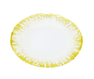 Elegant Milky Glass Dinner Plates with Radiant Gold Design – Set of 4