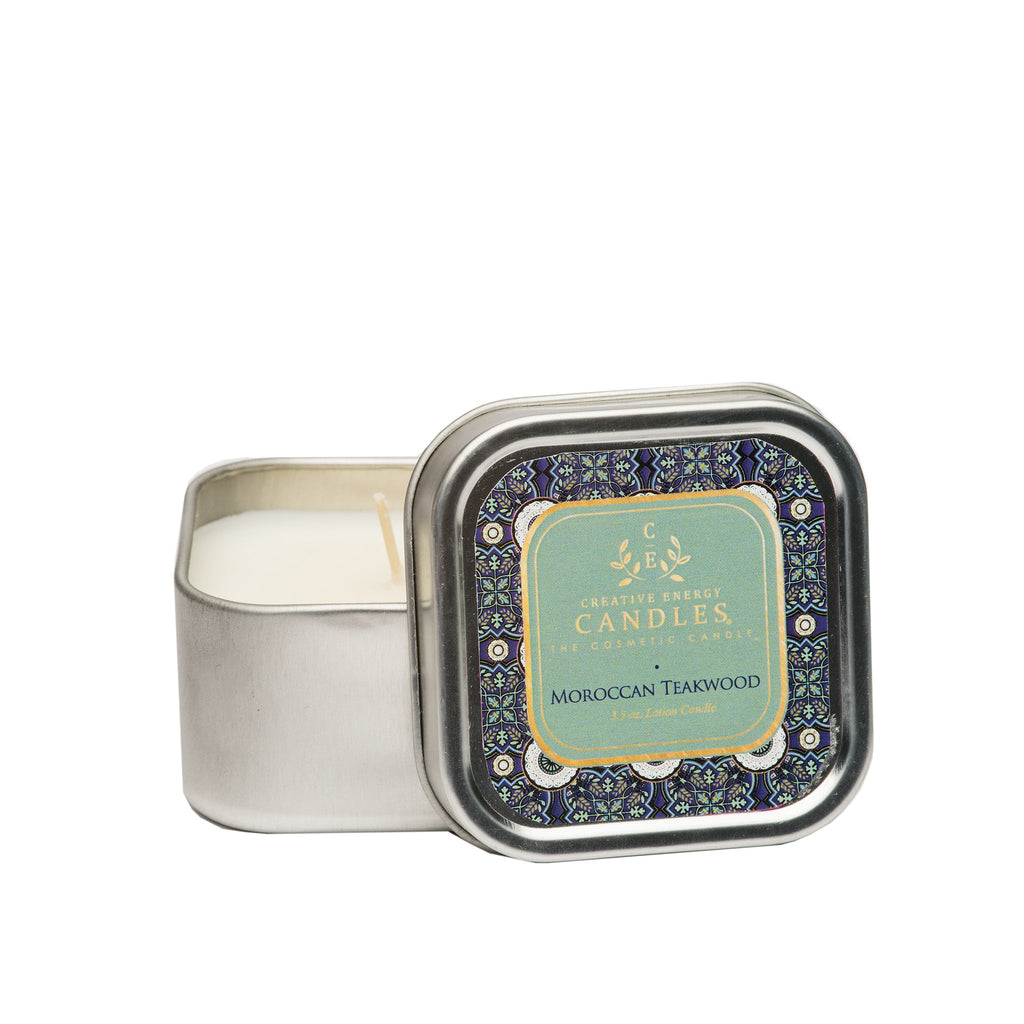 Moroccan Teakwood Soy Lotion Candle – Masculine Wood & Spice Blend