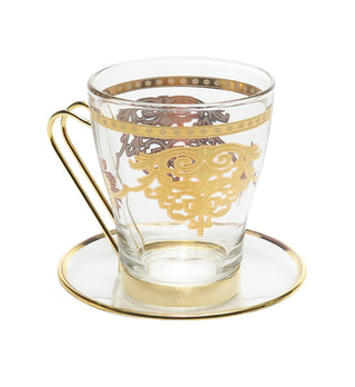 Luxury Tea Cups & Saucers with Rich Gold Design – Set of 6