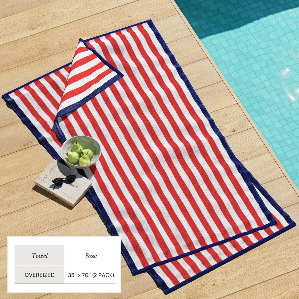Santa Cruz Oversized Striped Border Cabana Beach Towel