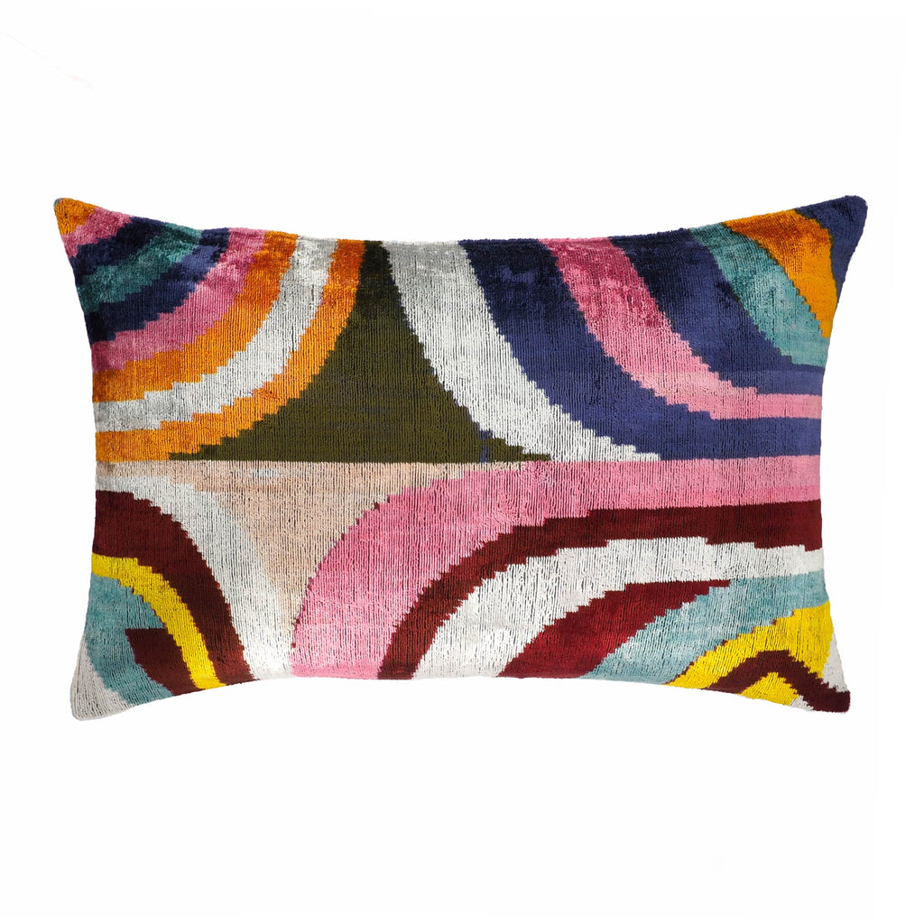 Dandy Silk Velvet Ikat Throw Pillow Cover, 16 x 24