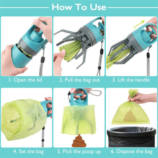 Compact Dog Waste Scooper with Built-In Bag Dispenser – Portable Pet Cleanup Tool