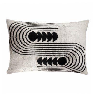 Art Deco Silk Velvet Ikat Throw Pillow Cover, 16 x 24