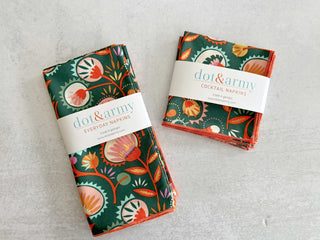 Elegant Desert Bloom Cotton Napkins – 4-Piece Vibrant Table Linen Set