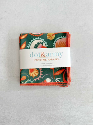 Elegant Desert Bloom Cotton Napkins – 4-Piece Vibrant Table Linen Set