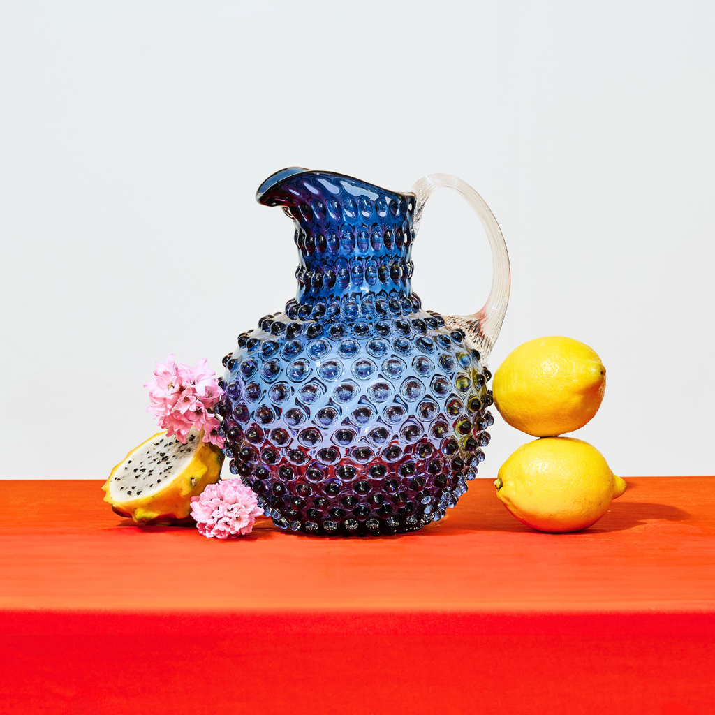 Hobnail Glass Jug in Atlantic Blue – 2 Liter