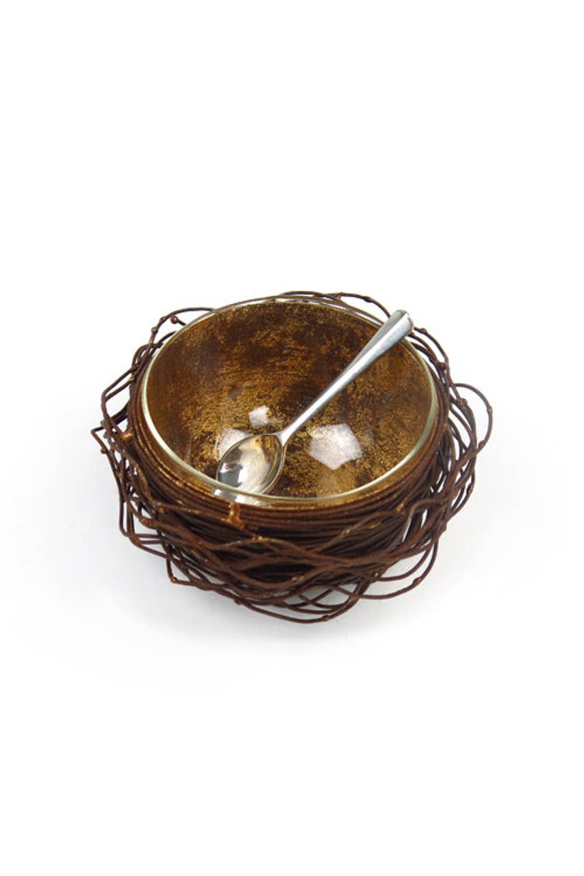 Gold Leafed Metal Birds Nest