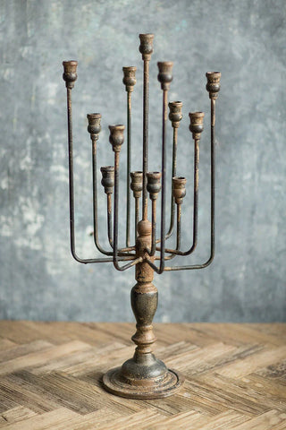 Antique-Style Aged Iron Multi-Arm Candelabra