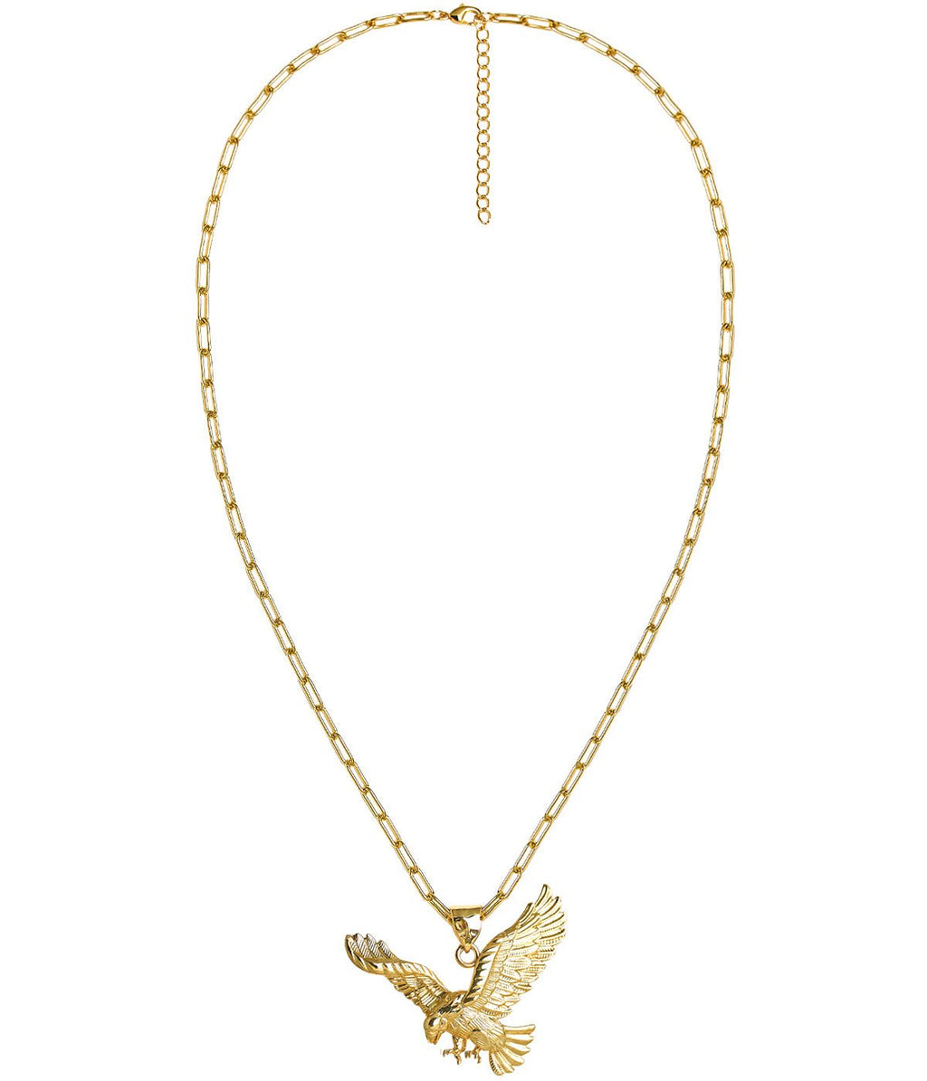 Eagle Paper Clip Chain Necklace - 18k Gold Plated