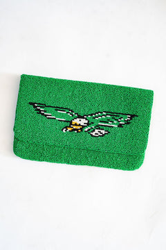 Eagles Bird - Green Beaded Clutch