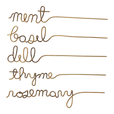 Elegant Gold Wire Herb Markers – Set of 5 (Mint, Rosemary, Basil, Dill & Thyme) - Anara Lifestyle
