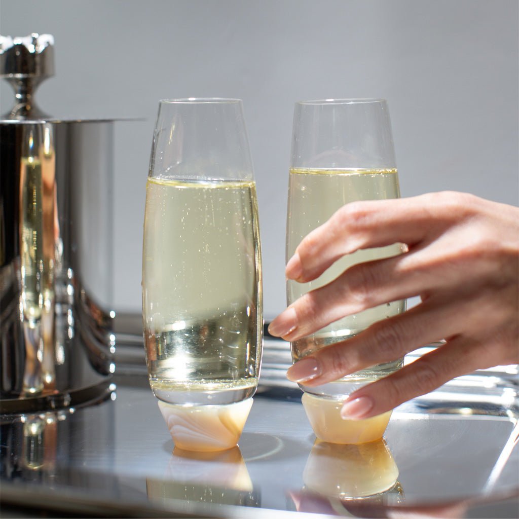 Elevo Gemstone Smoke Agate Champagne Glasses – Set of 2 - Anara Lifestyle
