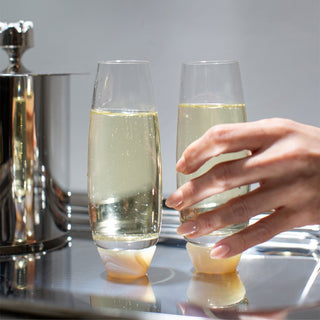 Elevo Gemstone Smoke Agate Champagne Glasses – Set of 2 - Anara Lifestyle