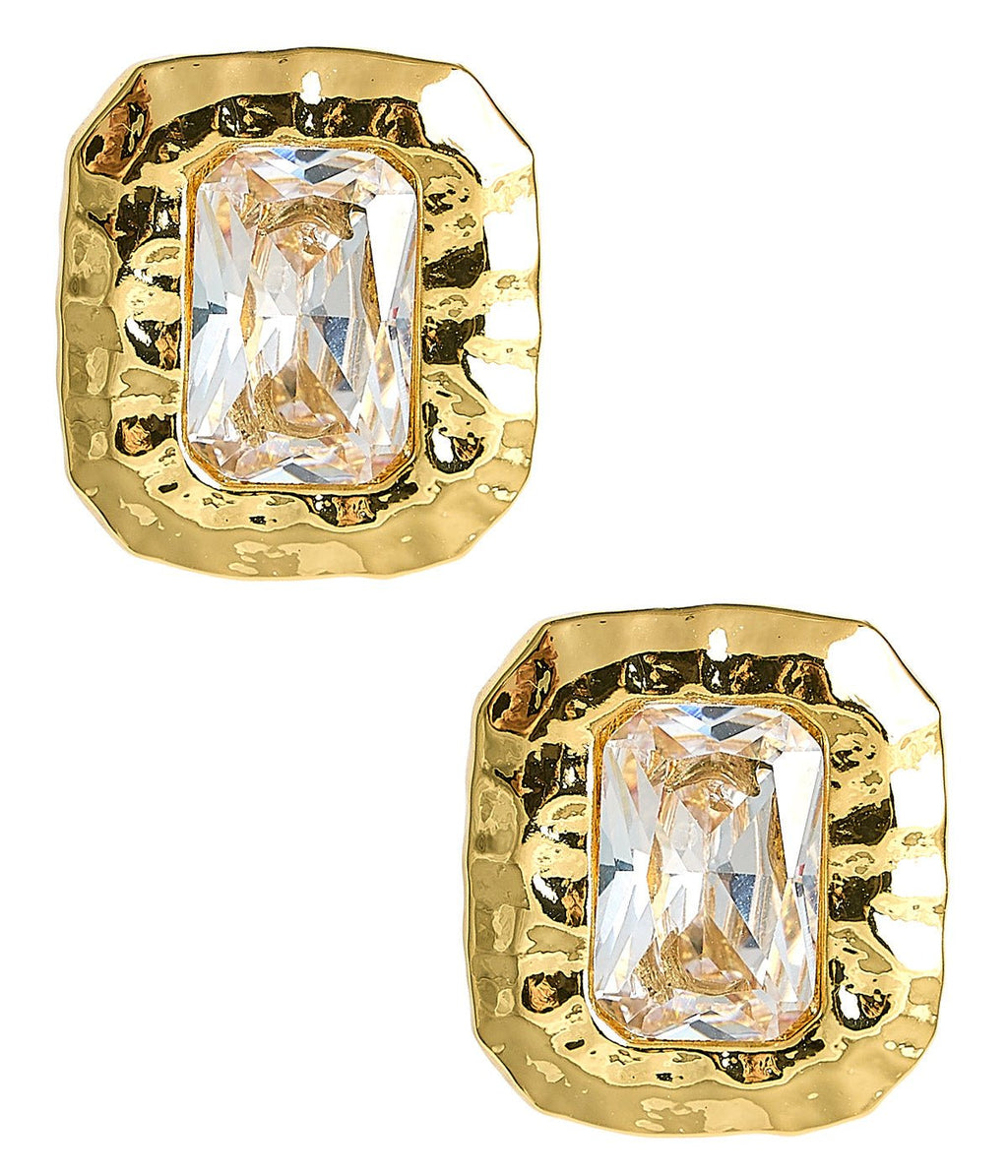 Emilia 18K Gold Plated Rectangle Bezel Earrings