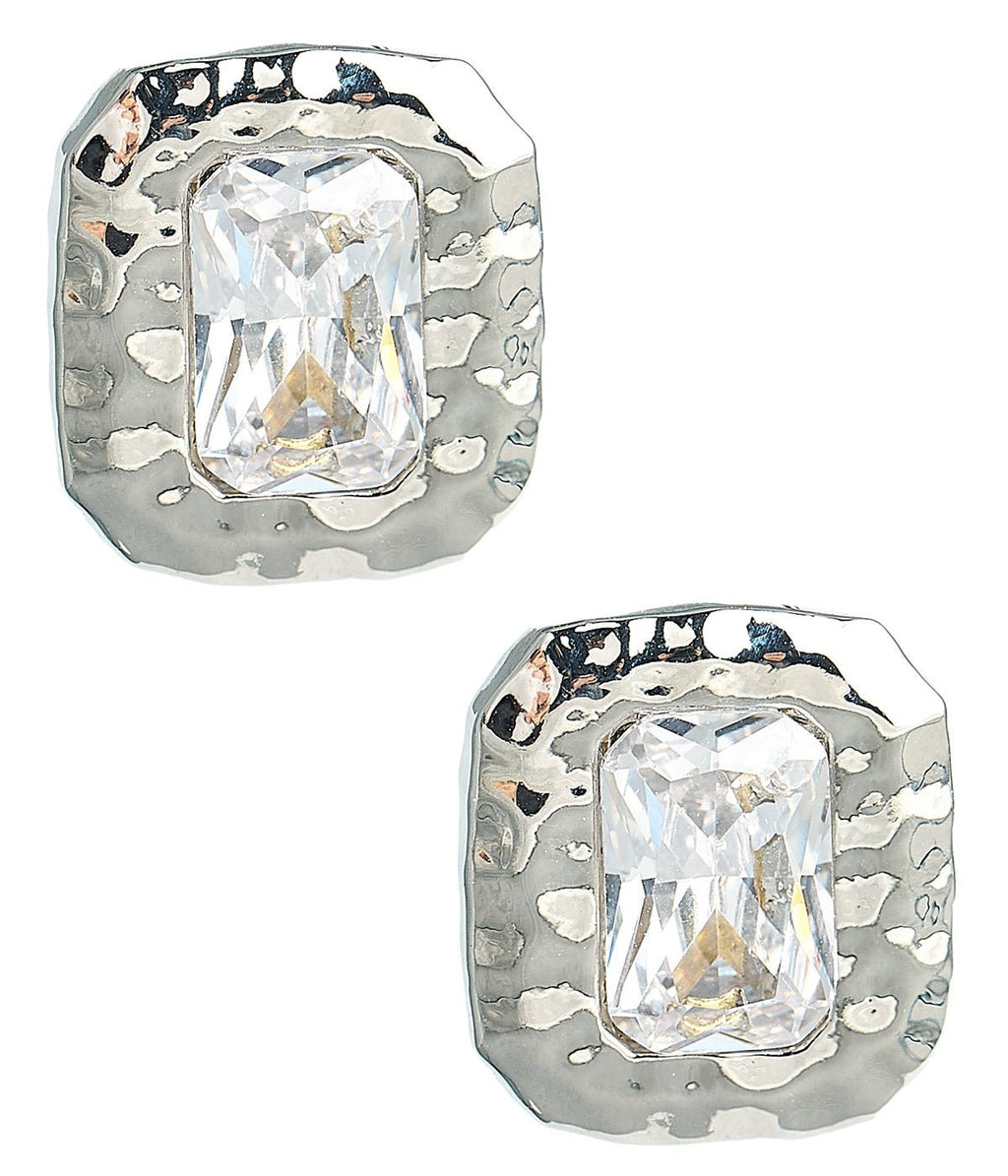 Emilia 18K Gold Plated Rectangle Bezel Earrings