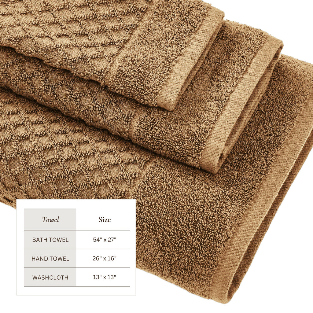 Grayson Cotton Diamond Waffle Weave Bath Towel Set