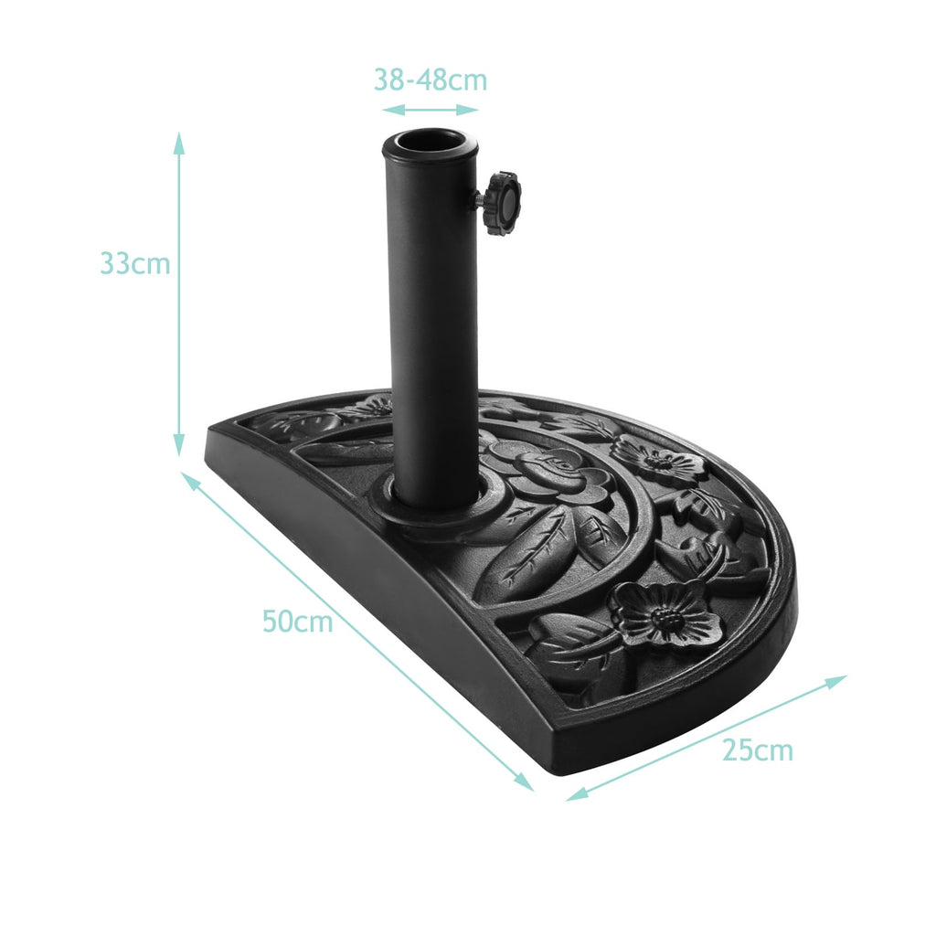 20-Inch Half-Round Resin Patio Umbrella Base – Antique Black