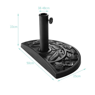 20-Inch Half-Round Resin Patio Umbrella Base – Antique Black