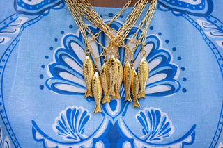 Fish Beach Town Charm Necklace – 18K Gold Plated