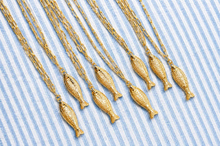 Fish Beach Town Charm Necklace – 18K Gold Plated