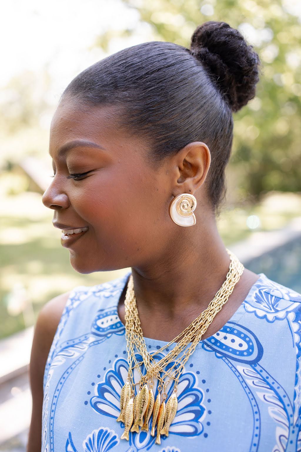Fish Beach Town Charm Necklace – 18K Gold Plated