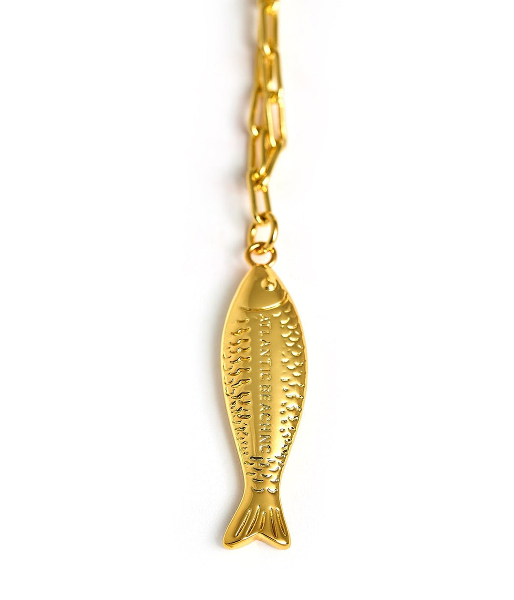 Fish Beach Town Charm Necklace – 18K Gold Plated