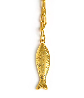 Fish Beach Town Charm Necklace – 18K Gold Plated