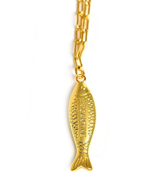 Fish Beach Town Charm Necklace – 18K Gold Plated