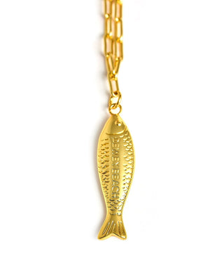 Fish Beach Town Charm Necklace – 18K Gold Plated
