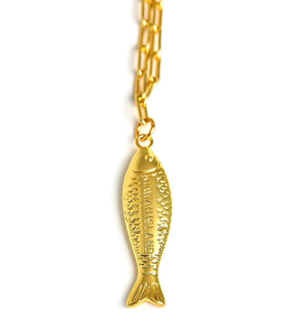 Fish Beach Town Charm Necklace – 18K Gold Plated