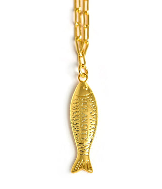 Fish Beach Town Charm Necklace – 18K Gold Plated