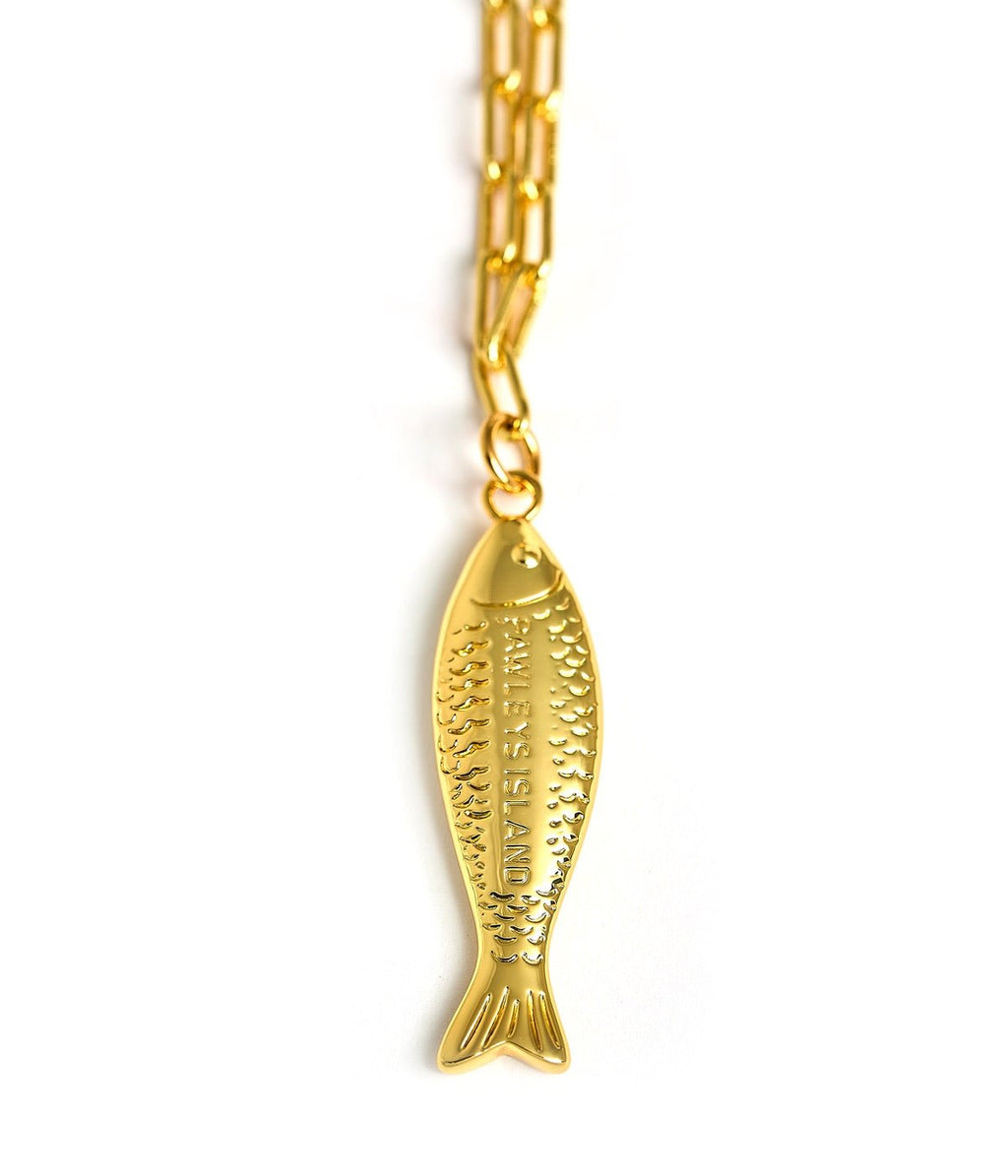 Fish Beach Town Charm Necklace – 18K Gold Plated