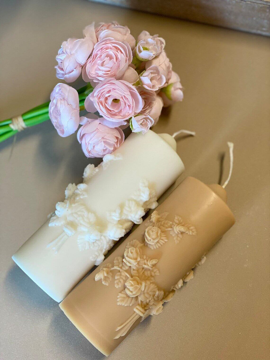 Floral Pillar Scented Candle - Eco-Friendly Soy Wax Aroma