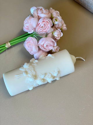 Floral Pillar Scented Candle - Eco-Friendly Soy Wax Aroma