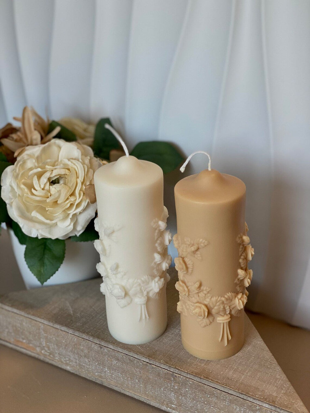 Floral Pillar Soy Wax Scented Candle by Crazy About Candles - Anara Lifestyle