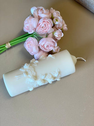 Floral Pillar Soy Wax Scented Candle by Crazy About Candles - Anara Lifestyle