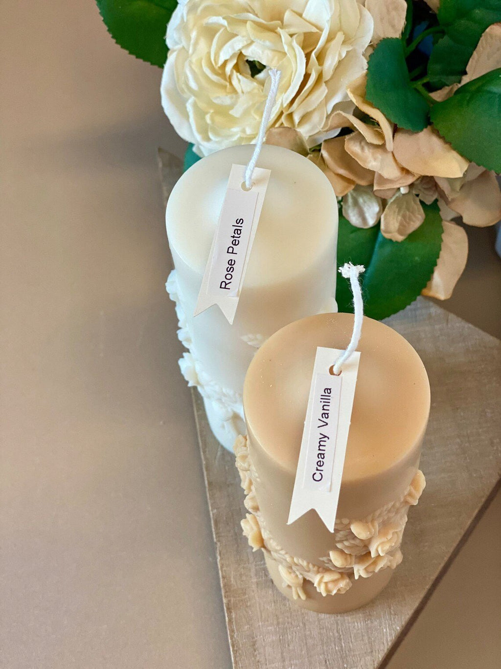 Floral Pillar Soy Wax Scented Candle by Crazy About Candles - Anara Lifestyle