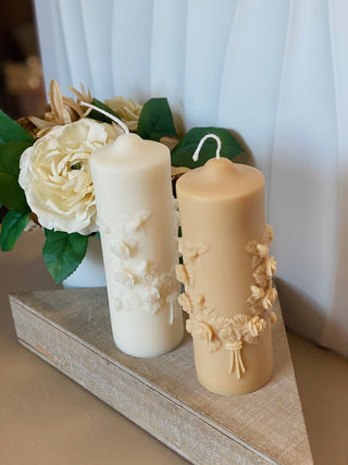 Floral Pillar Soy Wax Scented Candle by Crazy About Candles - Anara Lifestyle