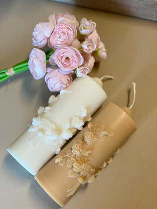 Floral Pillar Soy Wax Scented Candle by Crazy About Candles - Anara Lifestyle