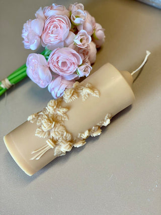 Floral Pillar Soy Wax Scented Candle by Crazy About Candles - Anara Lifestyle
