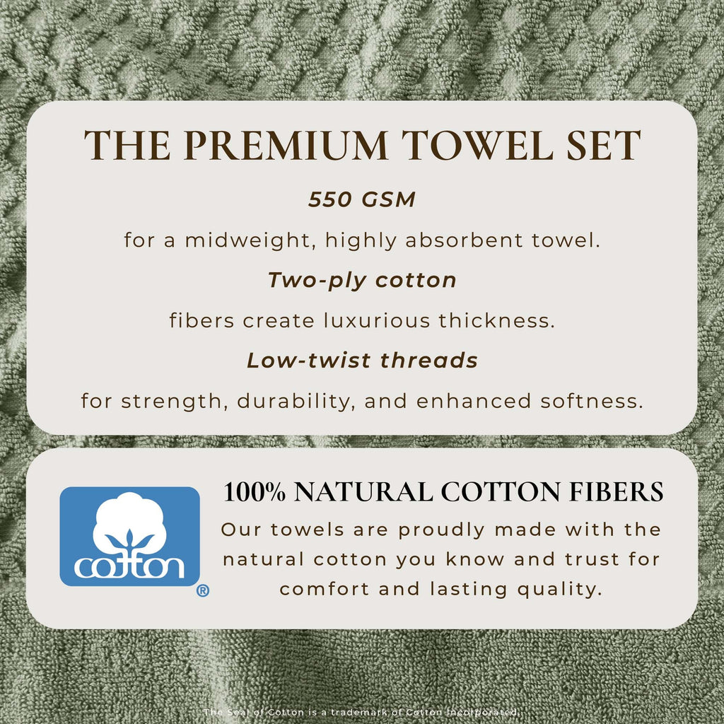 Grayson Cotton Diamond Waffle Weave Bath Towel Set