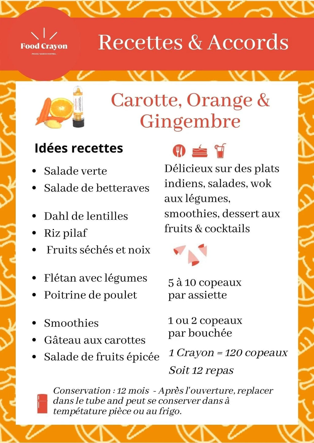 Food Crayon UNO | CARROT ORANGE GINGER - Anara Lifestyle