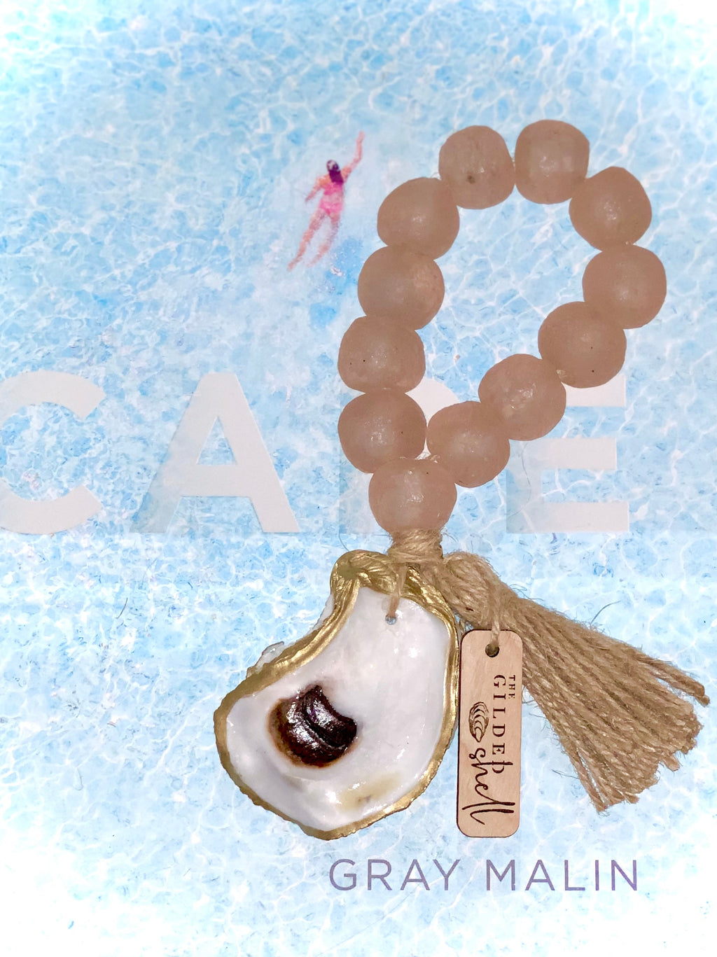 Tide Pool Sea Glass Bead Accent with 18K Gold Gilded Oyster