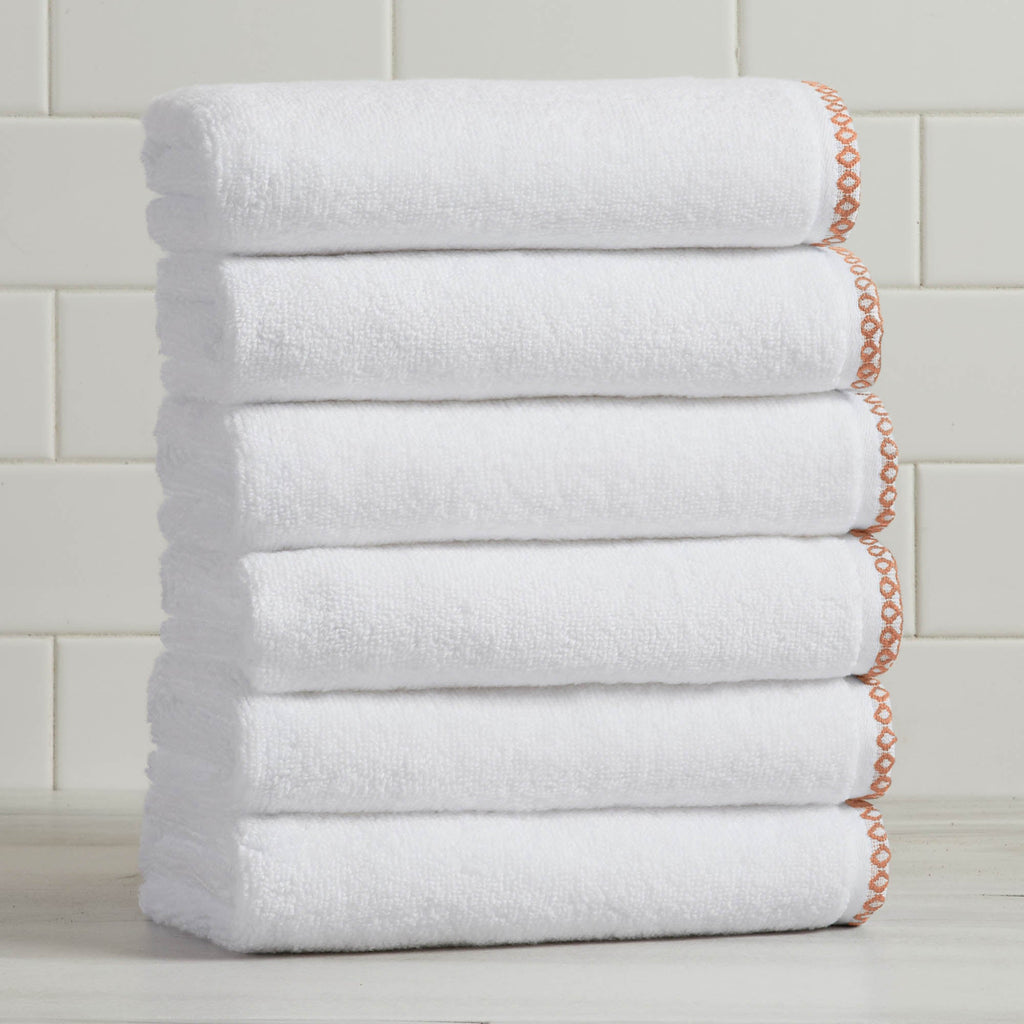 Elegant Cotton Border-Stitched Towel Set – Valery Collection (6-Piece)