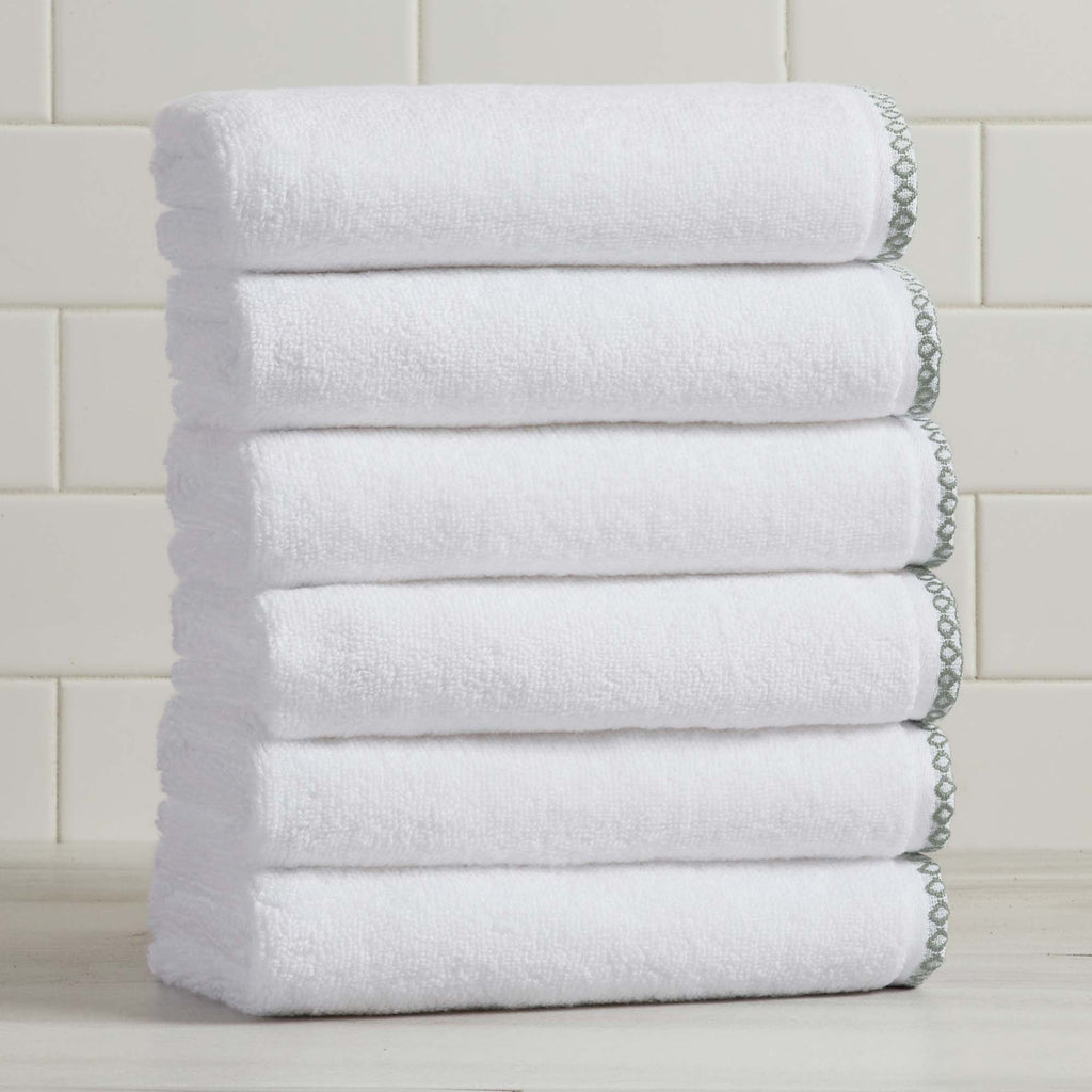 Elegant Cotton Border-Stitched Towel Set – Valery Collection (6-Piece)